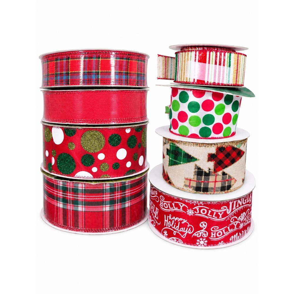 8-Spool Christmas Ribbon Lot – Sam's Club + Hobby Lobby – Wired Holiday Ribbon